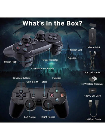 GameStick 2.4G Retro Consola + 2 Controles Inalámbricos