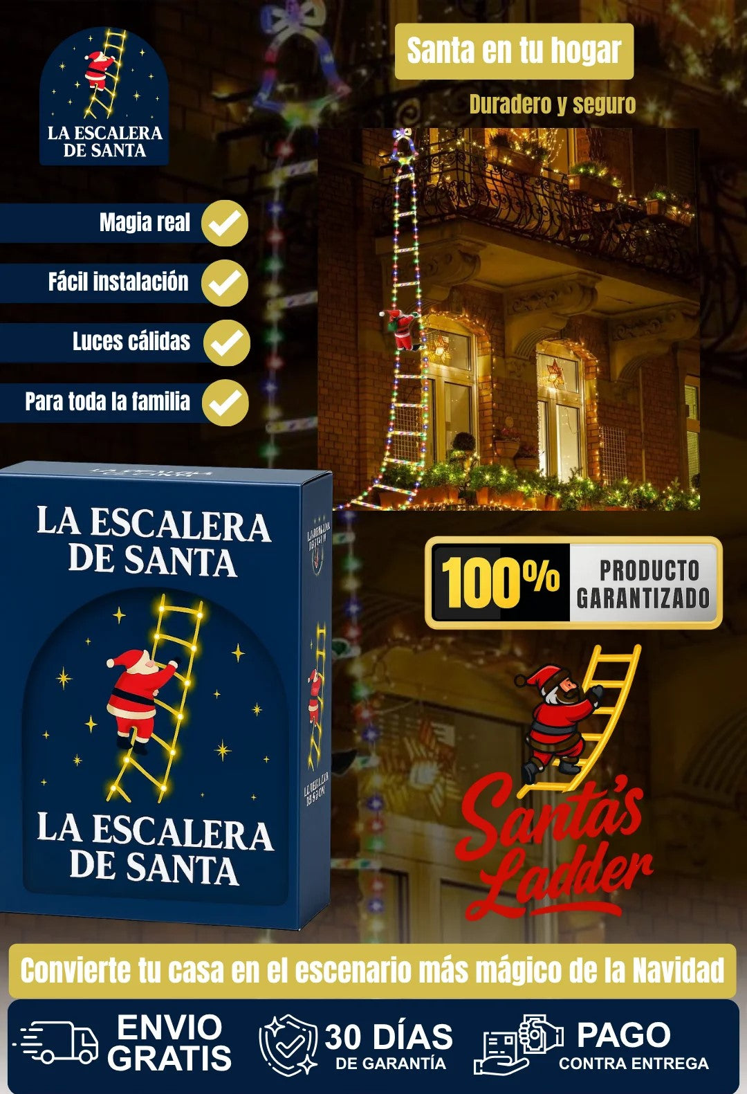 Escalera Led Con Santa Claus